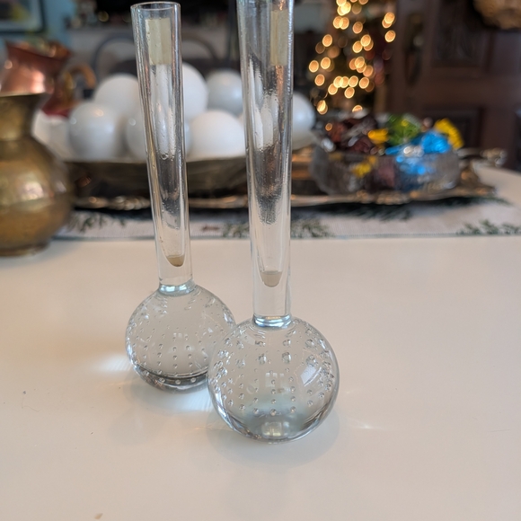 VTG 50s/60s Sweden J. Wuidart & Co — Set of 2 Clear Bubble Glass Bud Vases - Picture 3 of 15